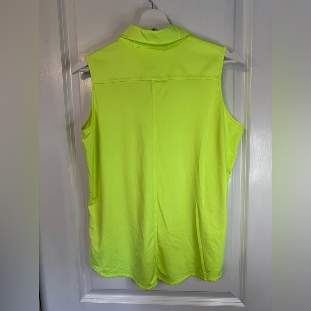 Belyn Key Women’s Neon Yellow Keystone Sleeveless Golf Shirt - Size Medium - Picture 3 of 5